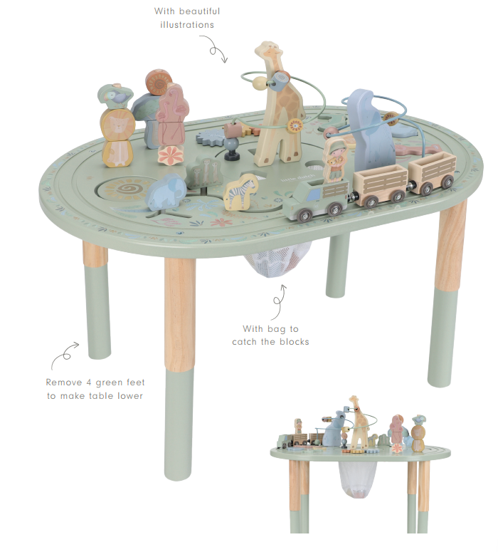 Aktivitāšu galds XL Safari Friends , Activity Table XL, Little Dutch, LD7441