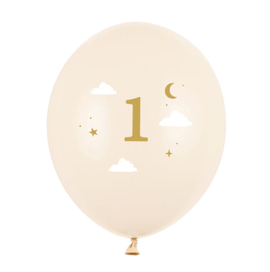 Hēlija balons - Cipars '1', Number '1' Balloon, Beige, bēšs, 30cm
