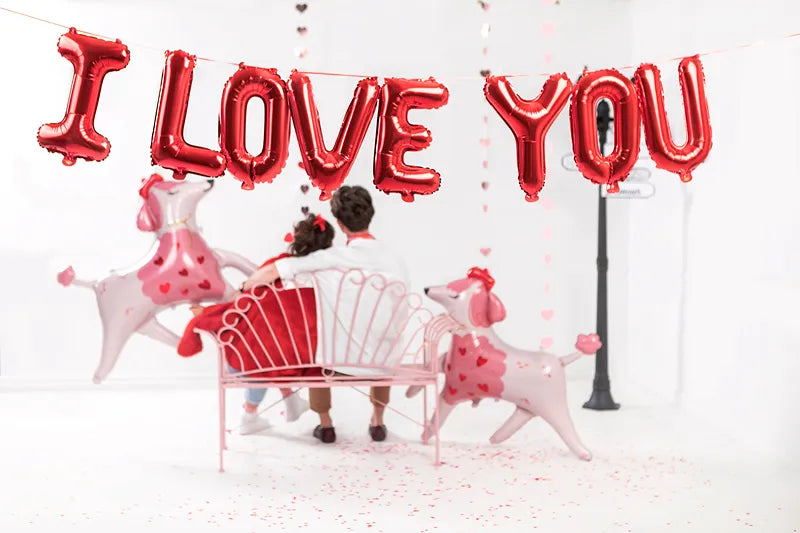 DIY Balonu virtene I Love You, sarkans, 260x60cm,  FB184M-007