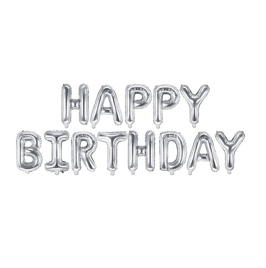 DIY Balonu virtene Happy Birthday, sudraba, 340 x 35cm