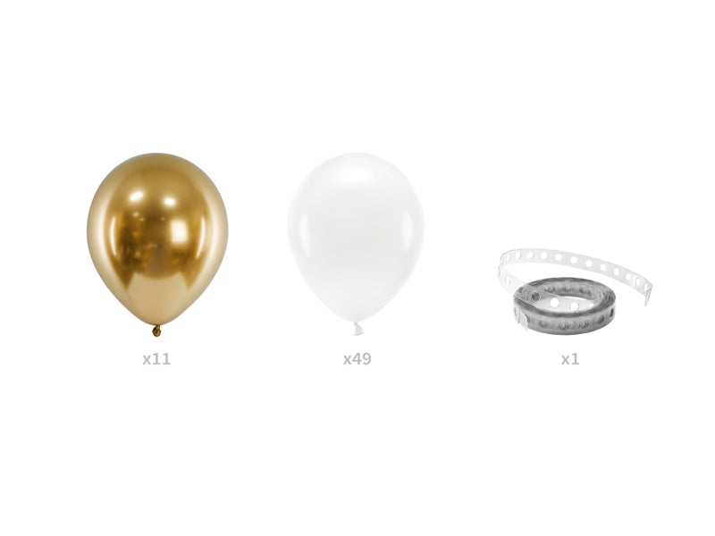 Balonu virtene Balts un zelts - Balloon garland White and gold