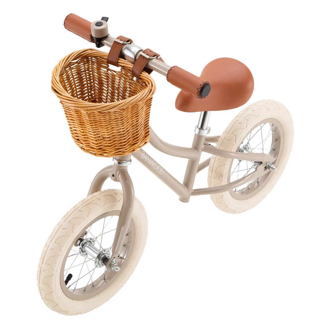Bērnu skrejritenis ar grozu bēšā krāsā, Balance Bike First Go, Beige, Banwood