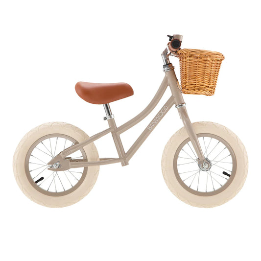 Bērnu skrejritenis ar grozu bēšā krāsā, Balance Bike First Go, Beige, Banwood