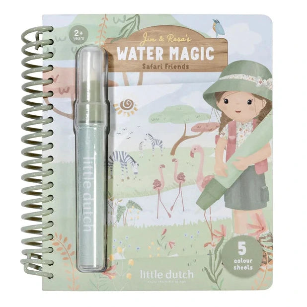 Ar ūdeni krāsojamā grāmata Rosa & Safari Friends, Watercolor book, Little Dutch, Artikuls: BT126909