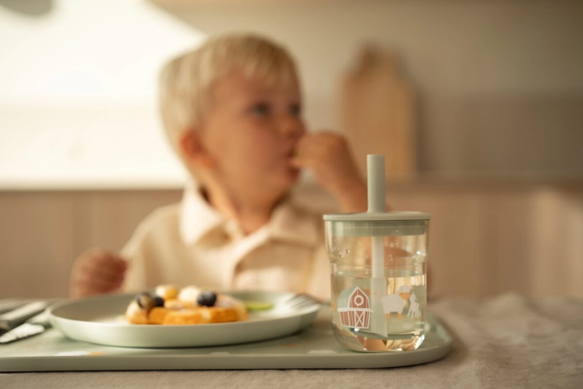 Krūzīte ar salmiņu, Children’s Glass with Straw Little Farm, Little Dutch, LD108023065399