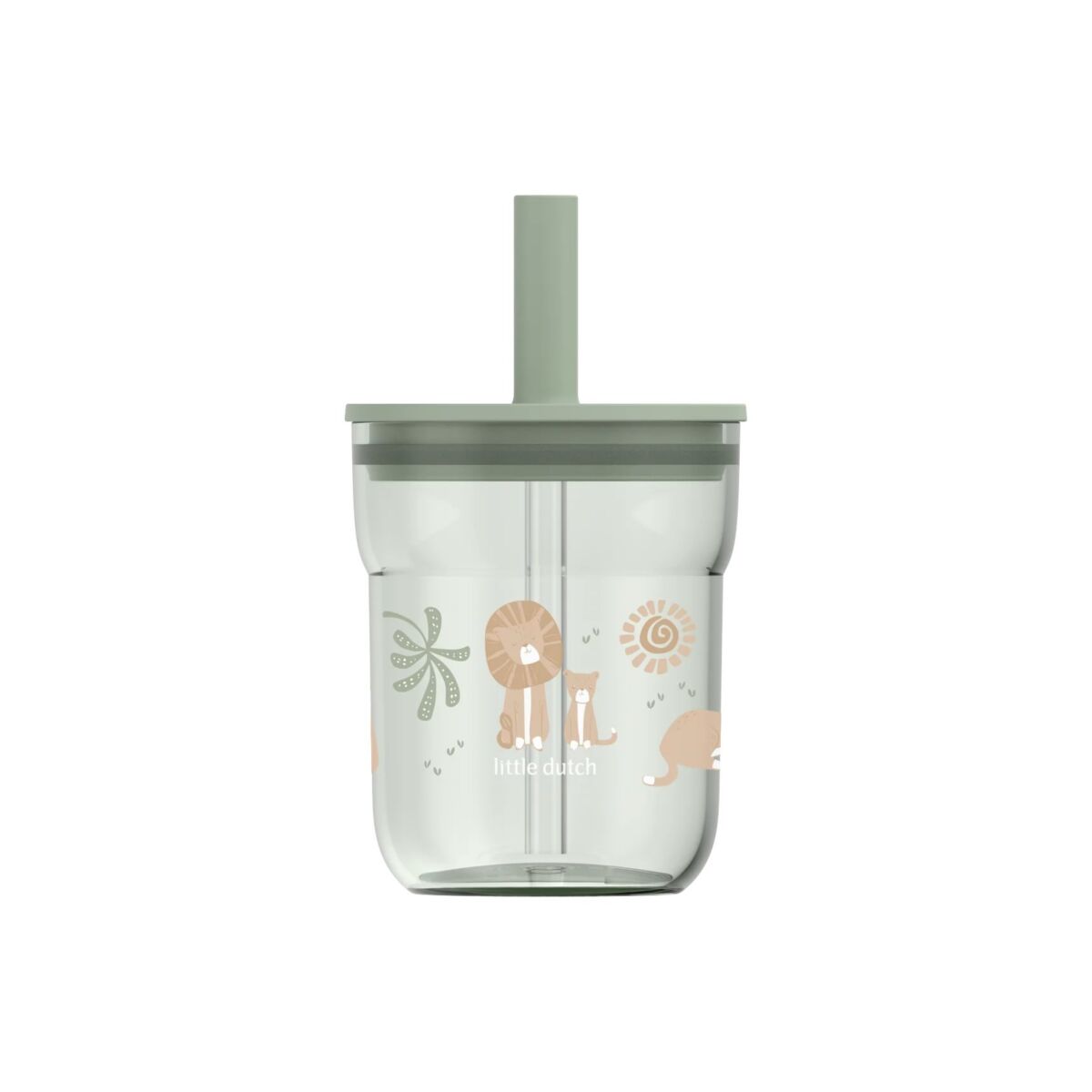 Krūzīte ar salmiņu, Children’s Glass with Straw Safari Friends, Little Dutch, LD108023065421
