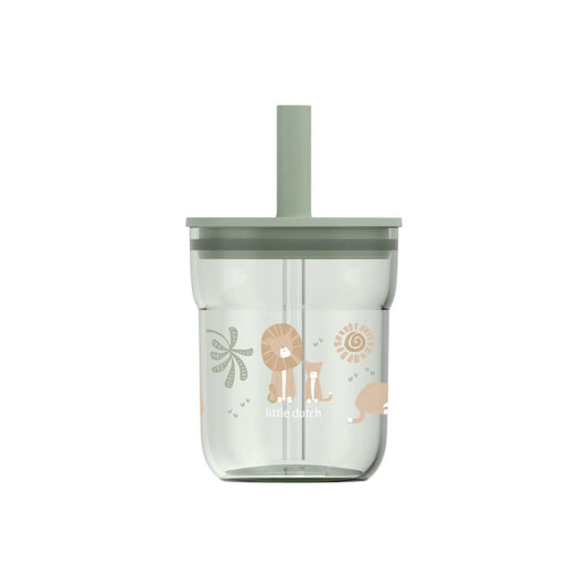 Krūzīte ar salmiņu, Children’s Glass with Straw Safari Friends, Little Dutch, LD108023065421