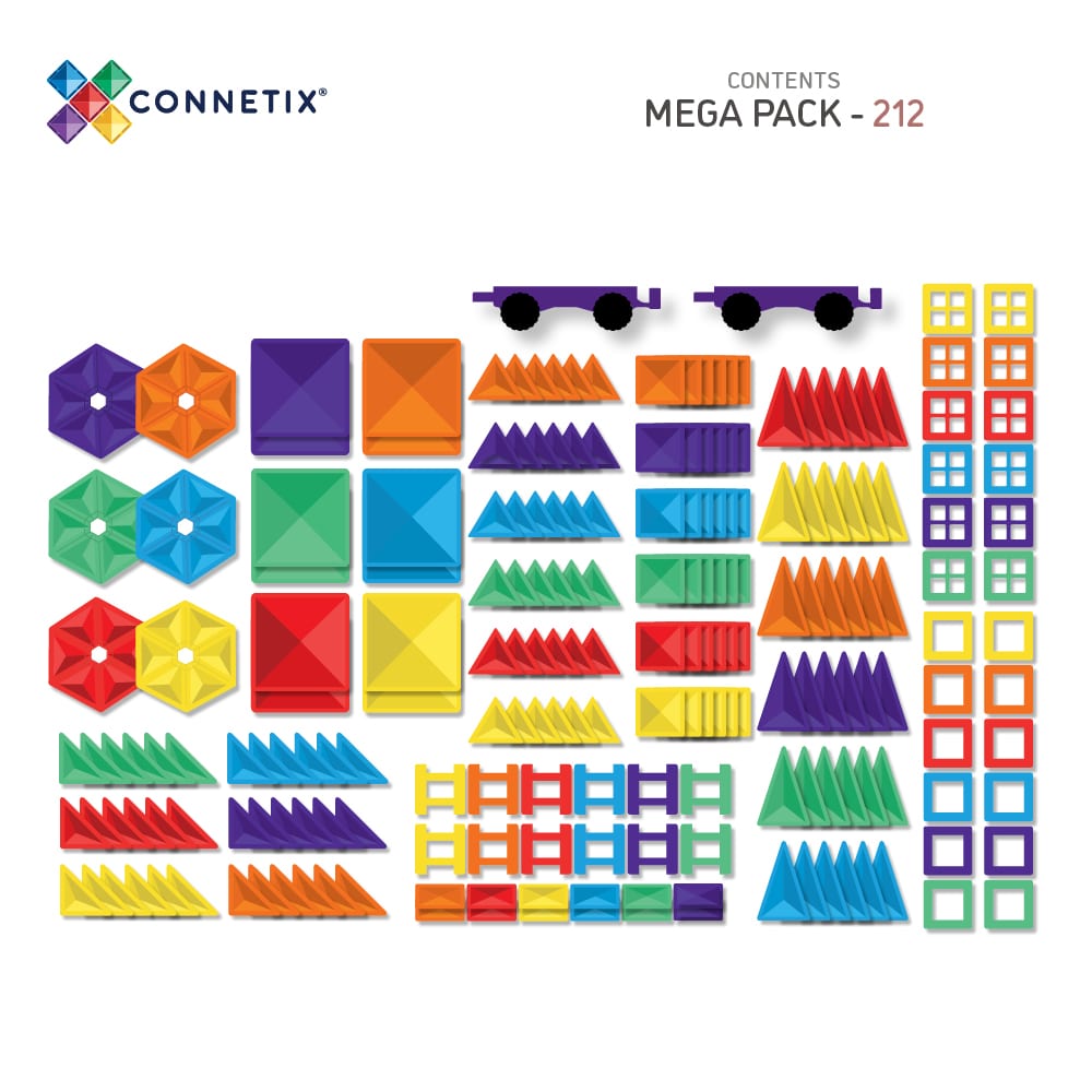 Magnētiskais konstruktors - Rainbow Mega Pack, 212 gab, Connetix