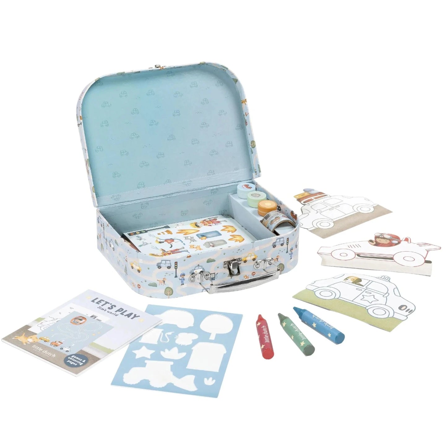 Radošais komplekts koferītī Jim & Vehicles, Creativity Set Suitcase, Little Dutch, LD126899
