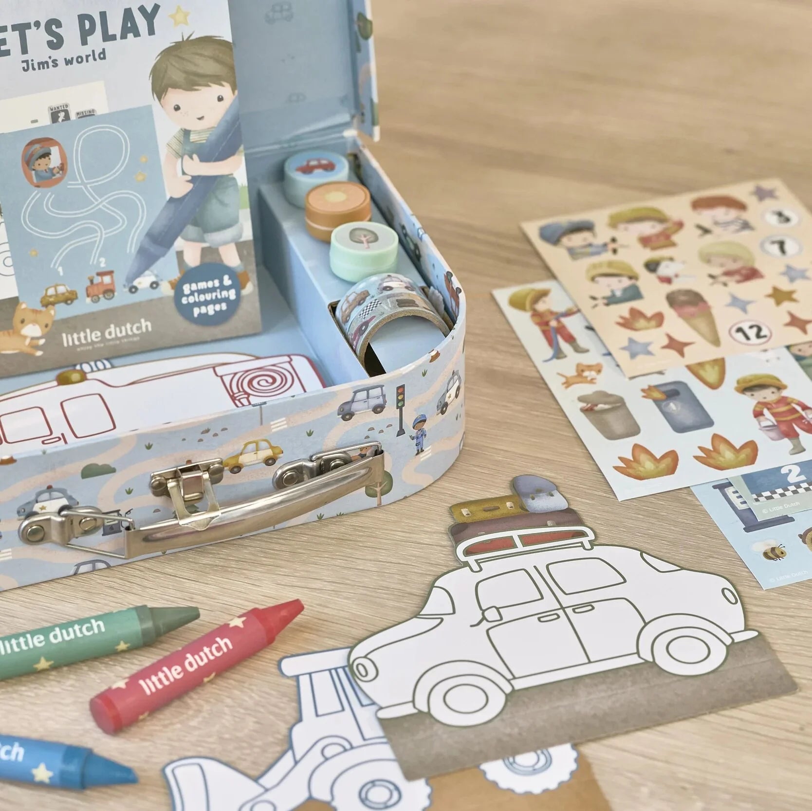 Radošais komplekts koferītī Jim & Vehicles, Creativity Set Suitcase, Little Dutch, LD126899