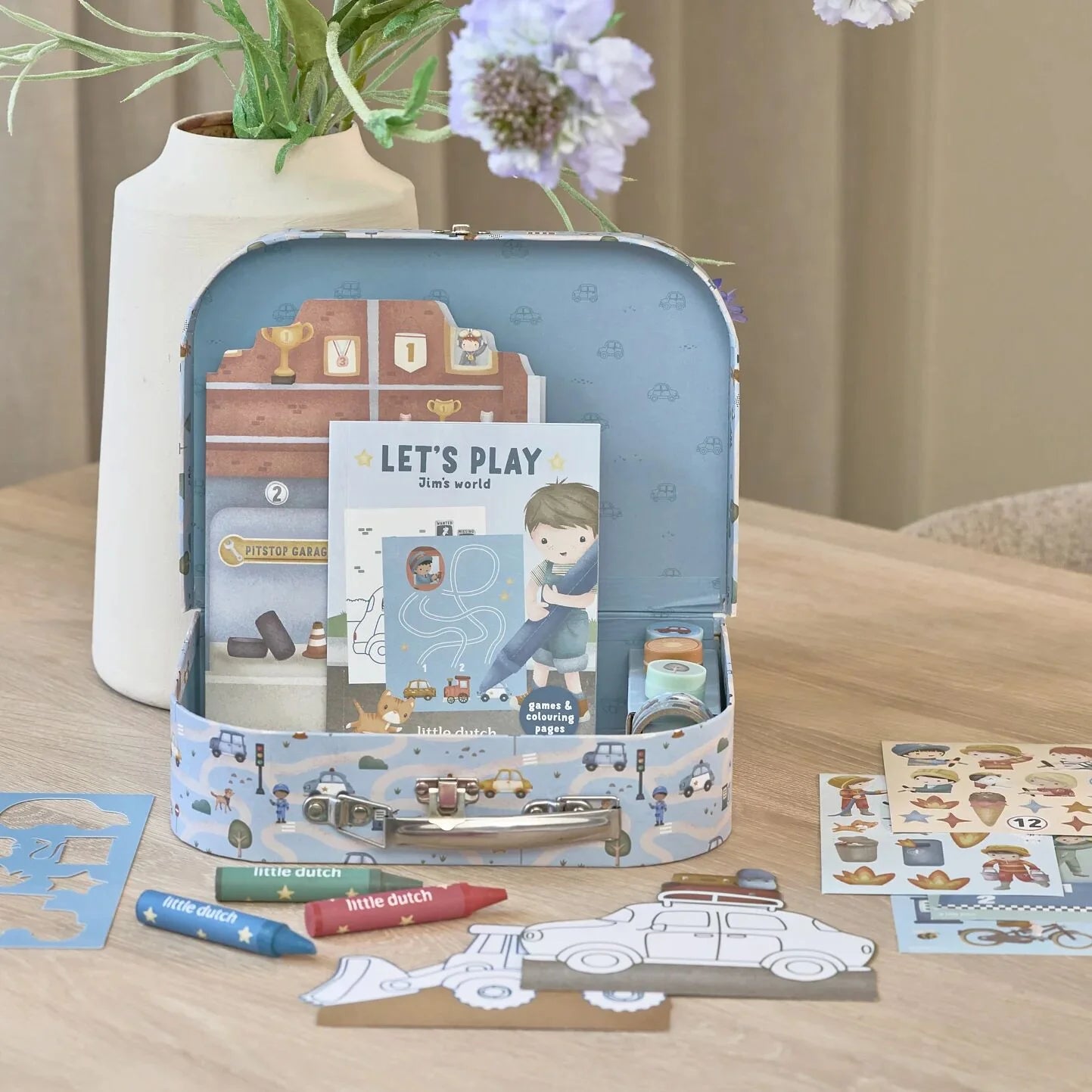 Radošais komplekts koferītī Jim & Vehicles, Creativity Set Suitcase, Little Dutch, LD126899