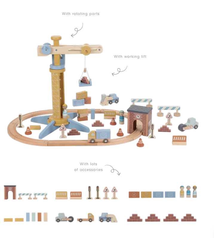 Koka celtņa trase, Crane Set, Little Dutch, ld2542