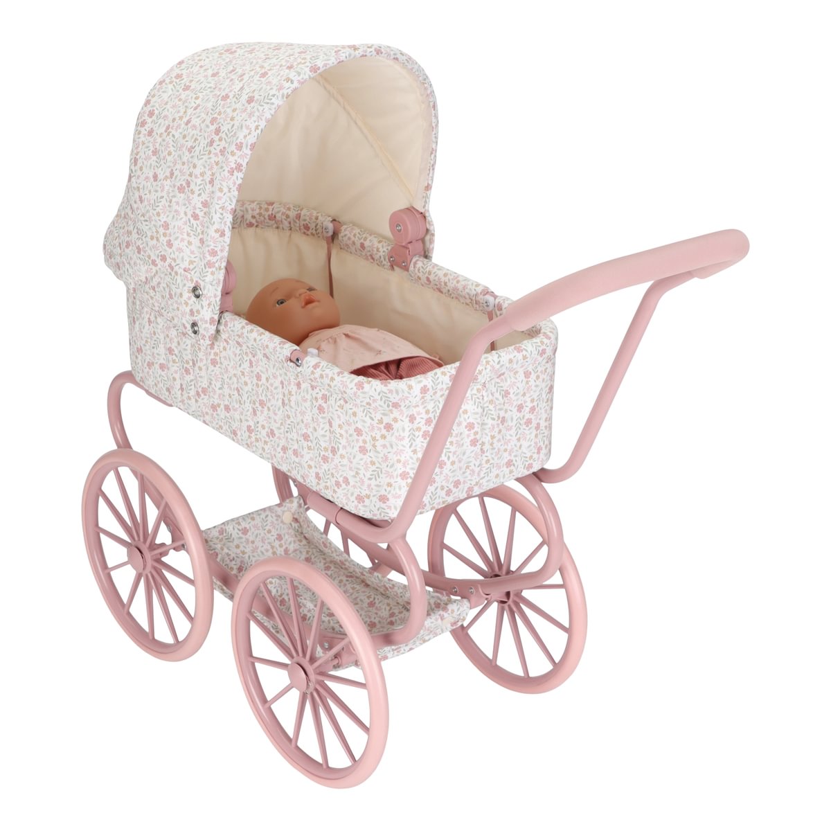 Leļļu rati, Doll Pram metal Soft Flowers, Little Dutch