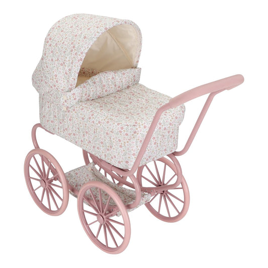Leļļu rati, Doll Pram metal Soft Flowers, Little Dutch