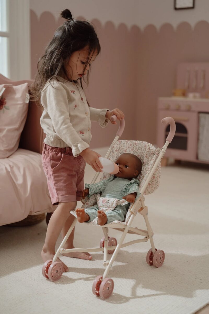 Leļļu rati, Metal Doll Stroller Soft Flowers, Little Dutch, ld4585