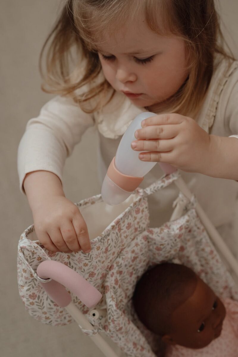 Leļļu rati, Metal Doll Stroller Soft Flowers, Little Dutch, ld4585