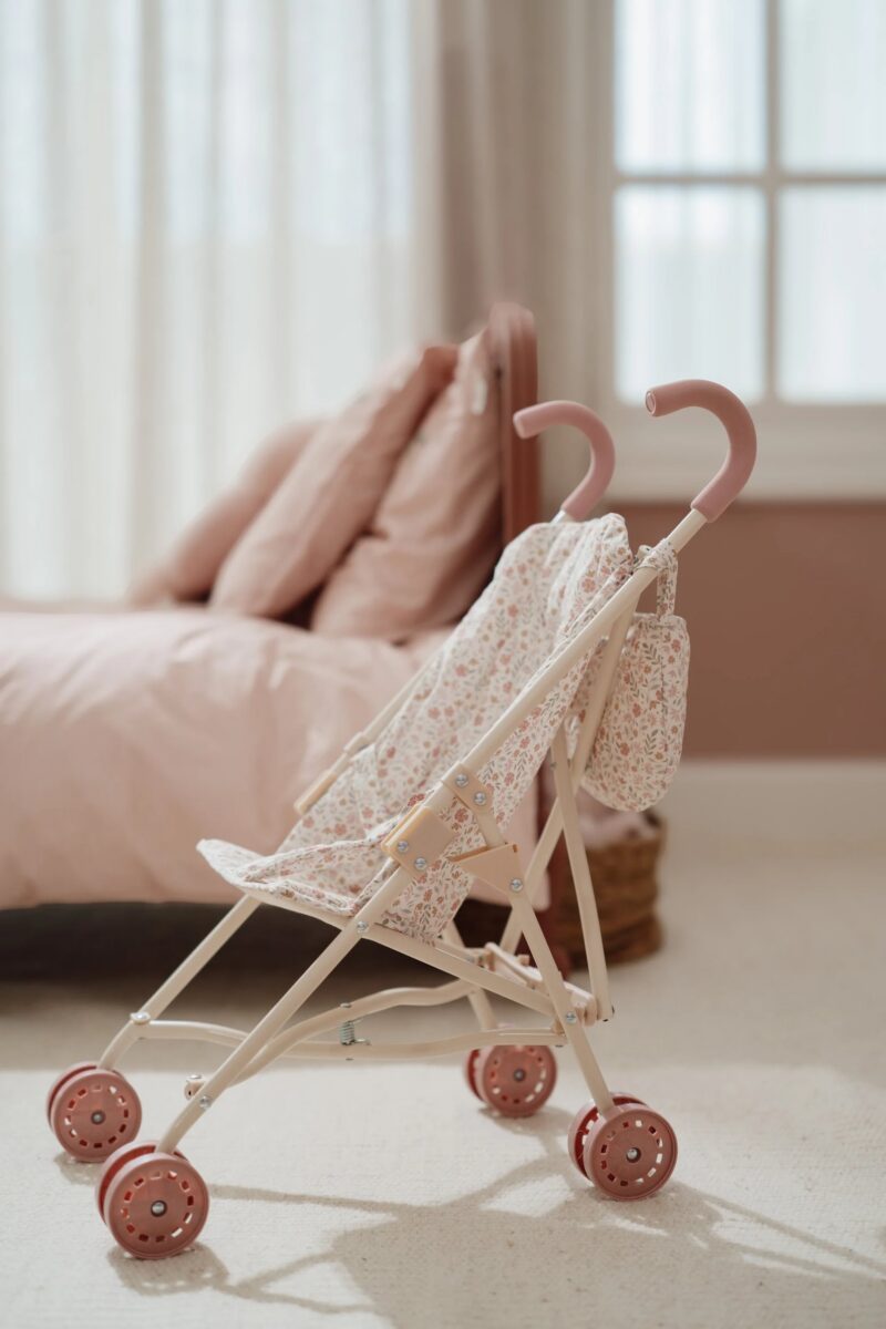 Leļļu rati, Metal Doll Stroller Soft Flowers, Little Dutch, ld4585