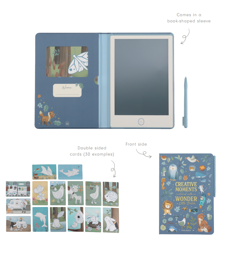 Zīmēšanas tāfele, zila, Drawing Tablet digital Forest Friends, Little Dutch, LD4783
