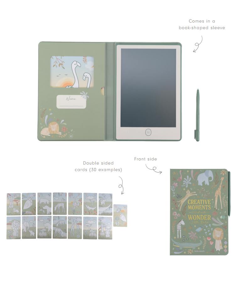 Zīmēšanas tāfele, zaļa Drawing Tablet digital Safari friends, Little Dutch, LD7491
