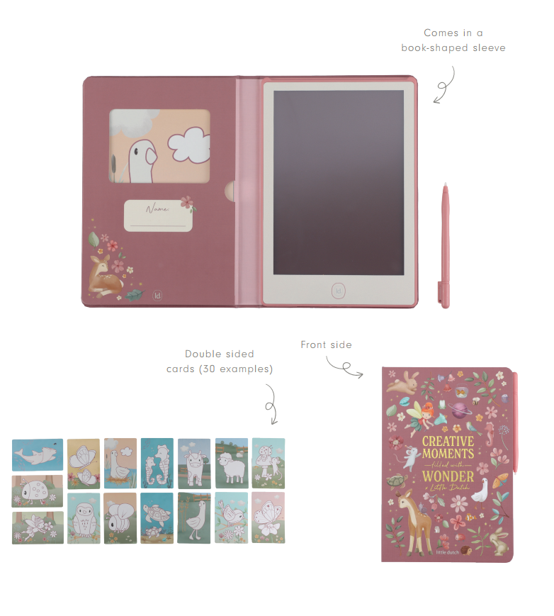 Zīmēšanas tāfele, rozā, Drawing Tablet digital Fairy Garden, Little Dutch, LD4782