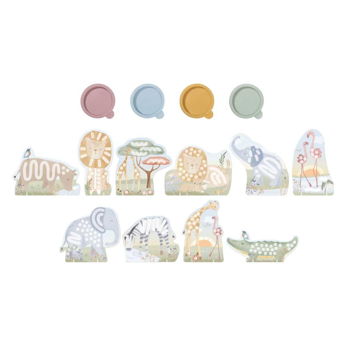 Radošais komplekts ar pirkstiņkrāsām, Safari Friends Fingerpaint set, Little Dutch, Artikuls: BT126911