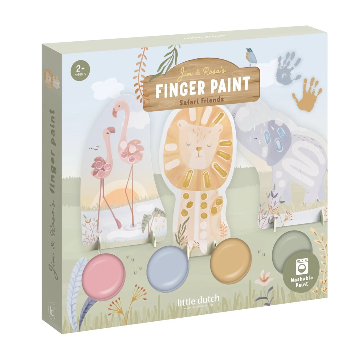 Radošais komplekts ar pirkstiņkrāsām, Safari Friends Fingerpaint set, Little Dutch, Artikuls: BT126911