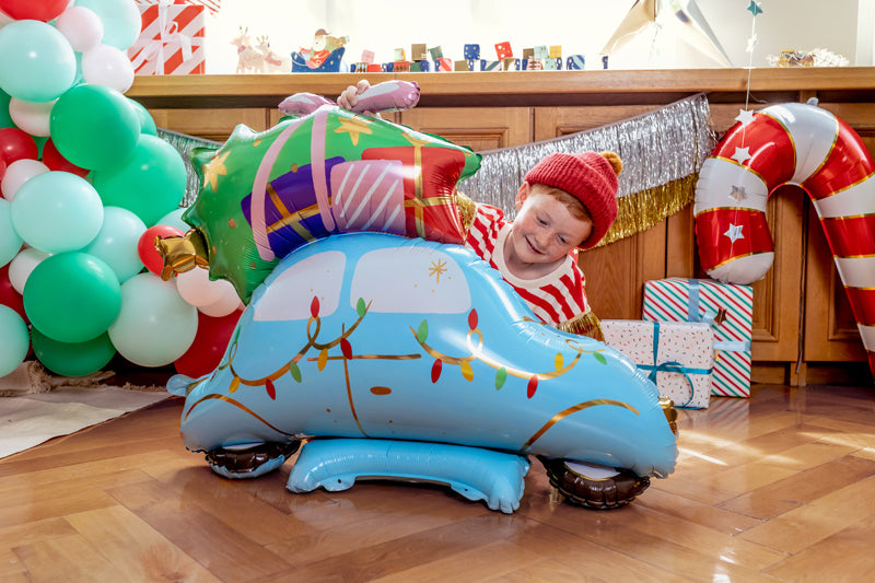 Liels balons Ziemassvētku auto, stāvošs - pildāms ar gaisu vai hēliju