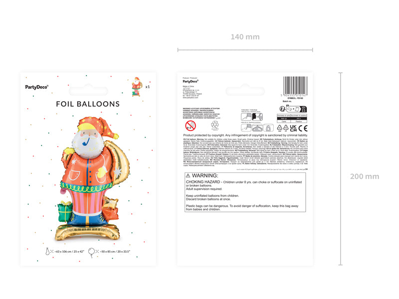 Liels balons Ziemassvētku vecītis Santa, stāvošs - pildāms ar gaisu