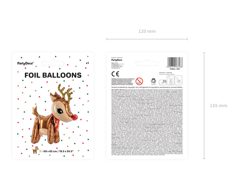 Liels balons Ziemassvētku ziemeļbriedis, stāvošs - pildāms ar gaisu