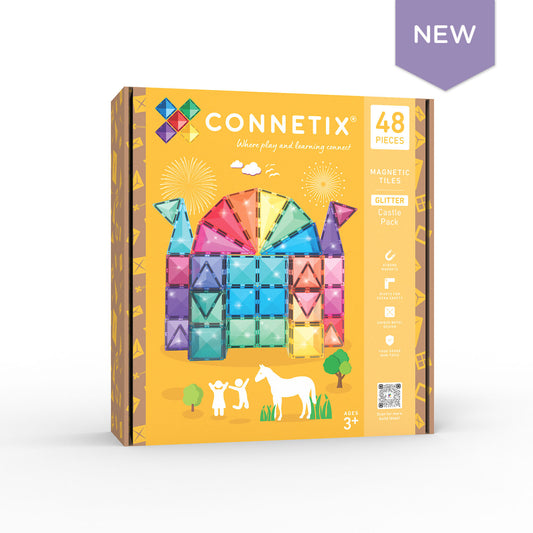 Magnētiskais konstruktors ar spīdumiem - Glitter Castle Pack, 48 gab., Connetix