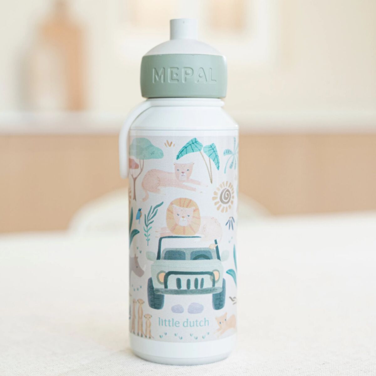 Ūdens pudele Safari Friends, Pop-Up Drinking Bottle, 400ml, Little Dutch,  LD107410065421