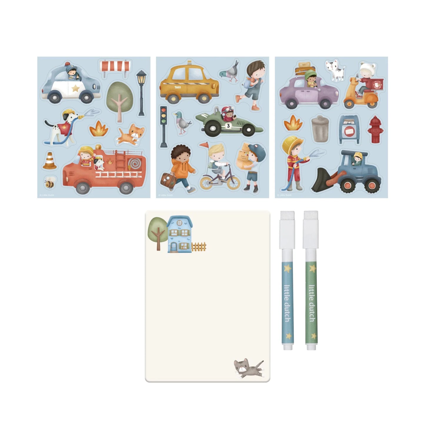 Radošais magnētu un zīmēšanas komplekts Magnet & Draw Set, Jim & Vehicles, Little Dutch, Artikuls: BT126895
