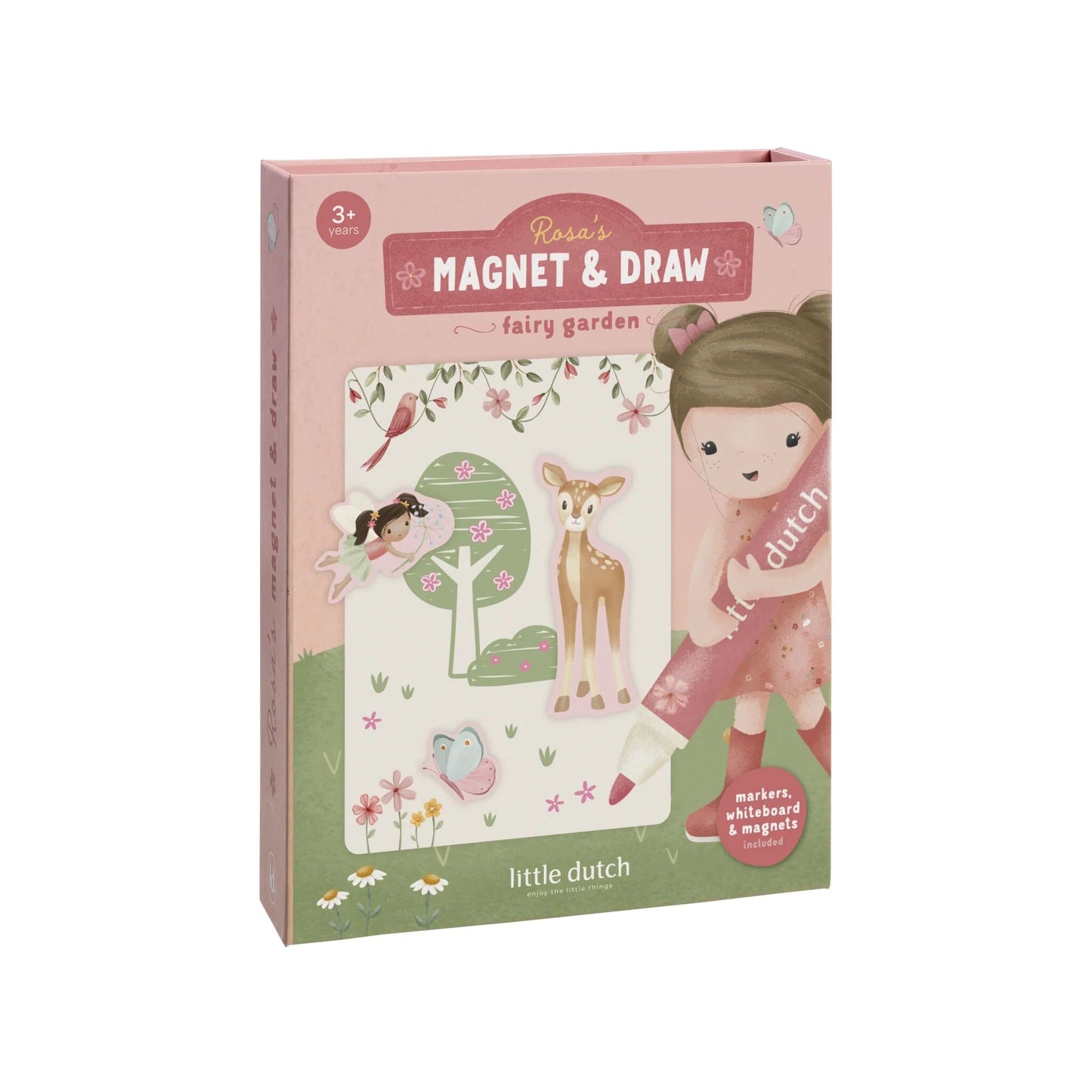 Radošais magnētu un zīmēšanas komplekts Magnet & Draw Set, Rosa & Fairy Garden, Little Dutch, Artikuls: BT126894