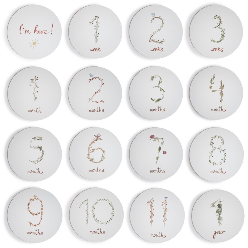 Naujagimių pasiekimų ir mėnesių nuotraukų kortelės, etapų kortelės, „Mushie“