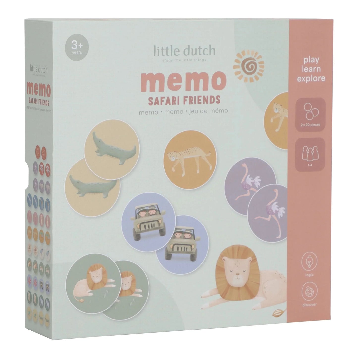 Atmiņas spēle, Memo Game Safari Friends, Little Dutch, LD7486
