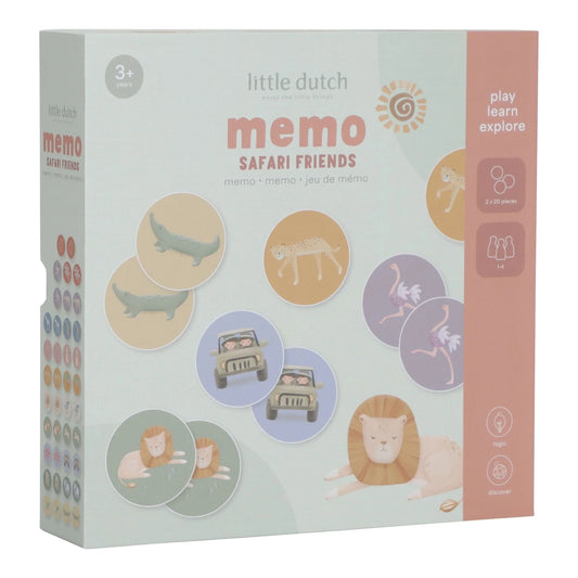 Atmiņas spēle, Memo Game Safari Friends, Little Dutch, LD7486