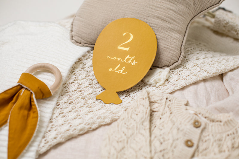 Double-sided monthly photo cards for newborn, Milestone Cards Balloons