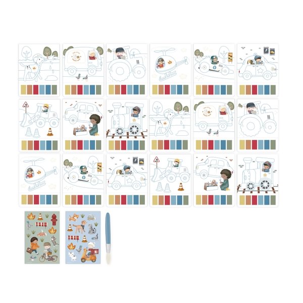 Ūdens krāsu radošais komplekts Jim & Vehicles, Water Paint Set, Little Dutch, LD126891