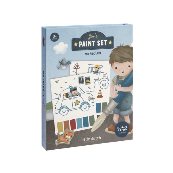 Ūdens krāsu radošais komplekts Jim & Vehicles, Water Paint Set, Little Dutch, LD126891