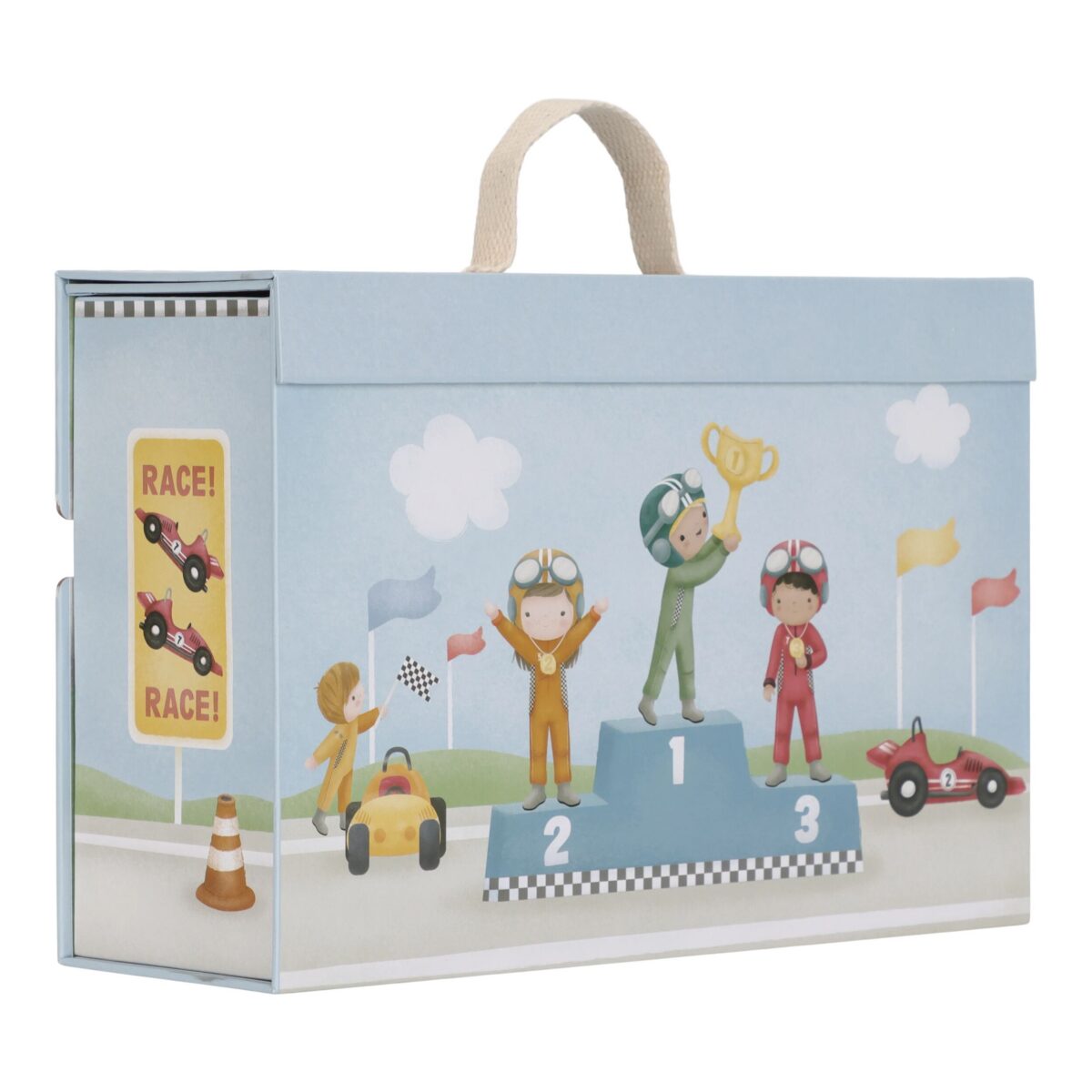 Rotaļu čemodāns ar auto sacīkšu trasi, Play Case with Racetrack, Little Dutch, ld2524