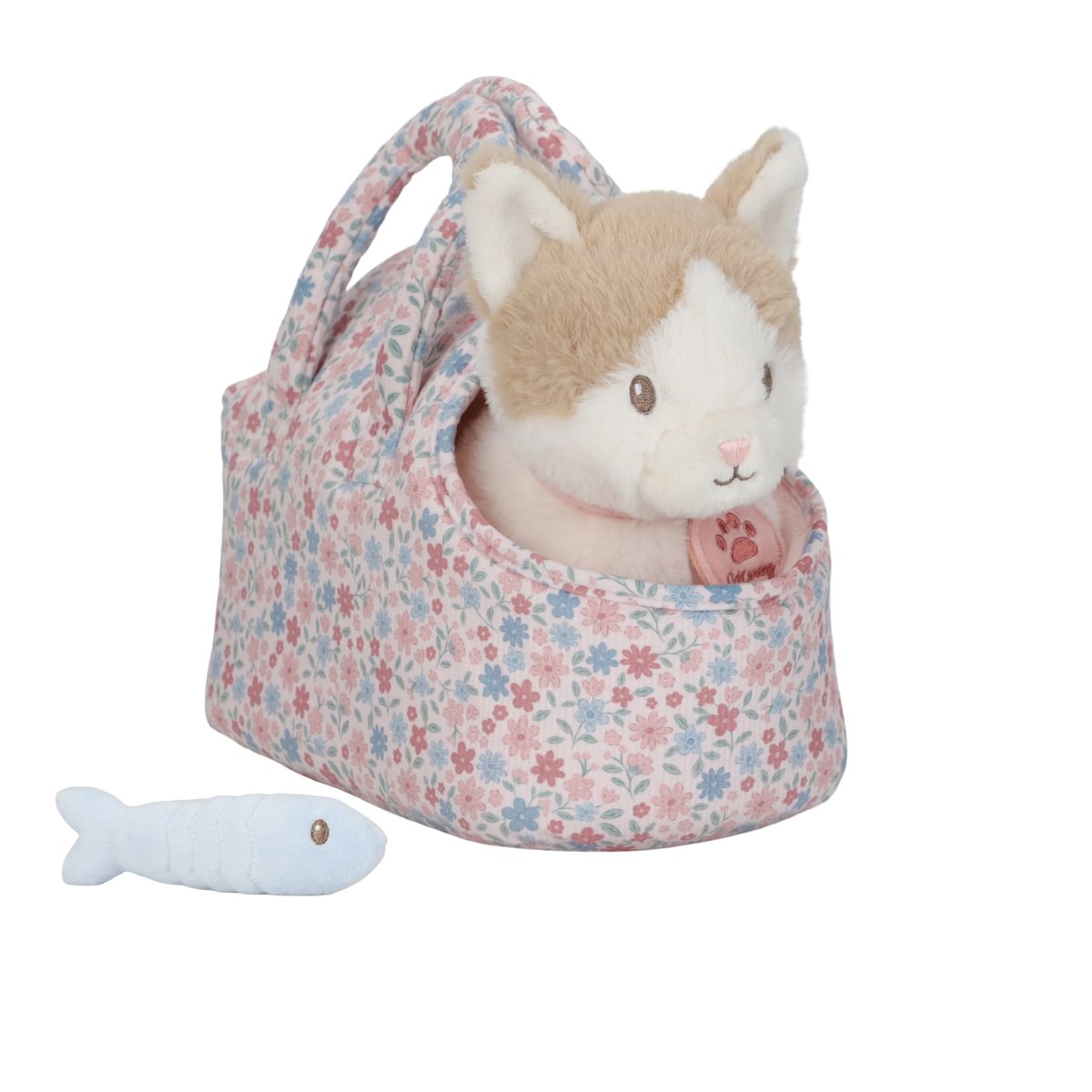 plush cat in bag