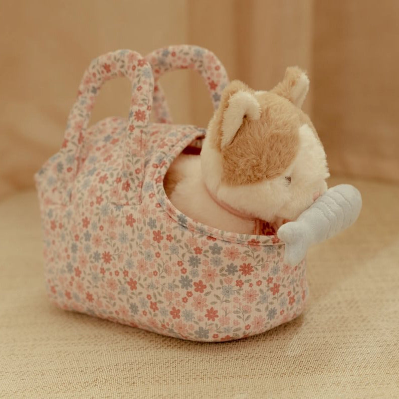plush cat in bag