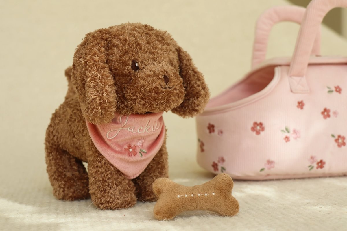 Mīļmantiņa Sunītis ar somu, Cuddly Dog Jackie in Bag, Little Dutch