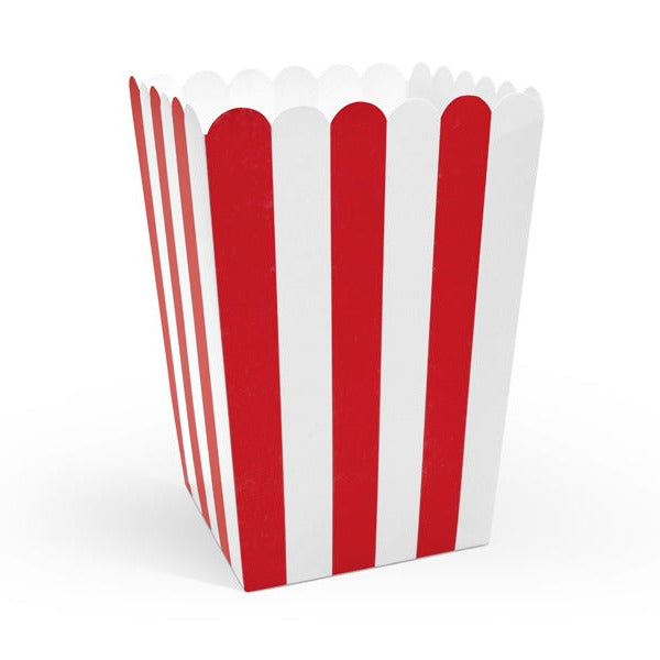 Popkorna kastīte, Popcorn Box, sarkana, 12.5cm, 6 gab., POP12-007