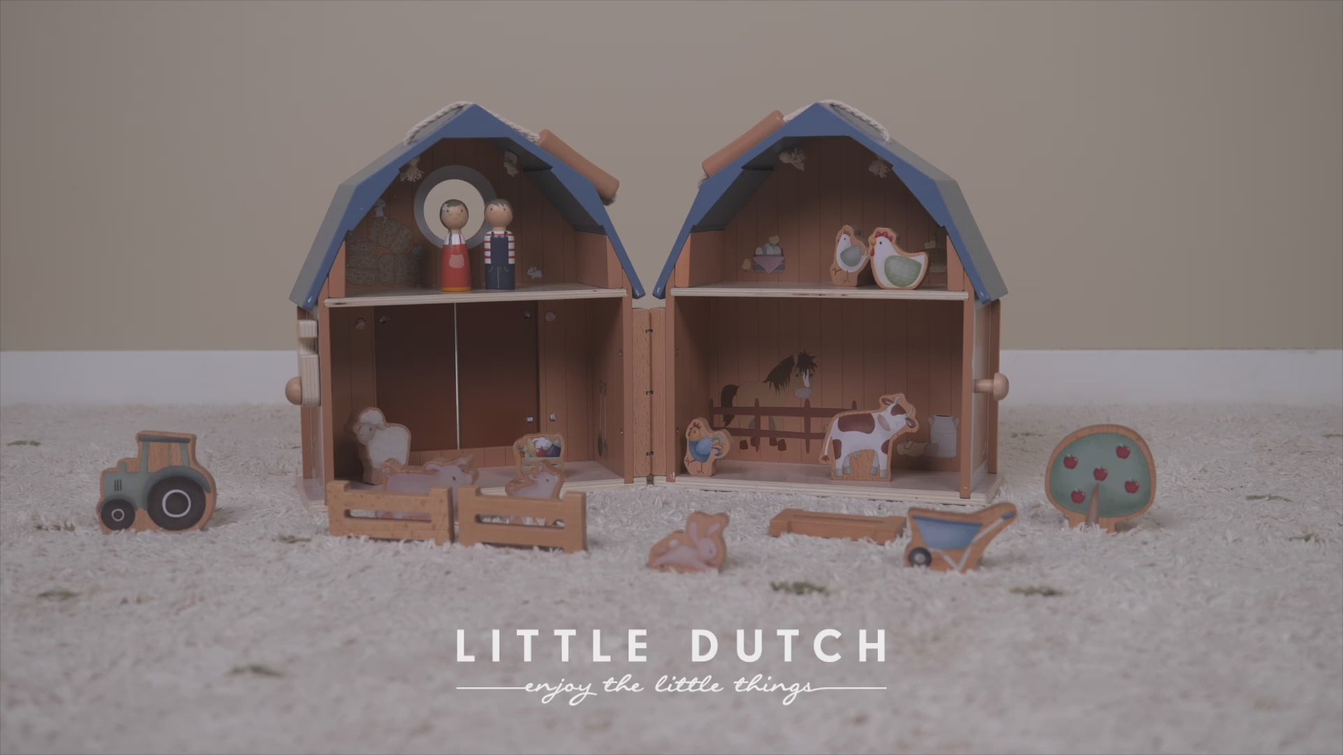 Video - Pārnēsājama leļļu māja Ferma, Portable Doll's House Little Farm, Little Dutch, LD7152