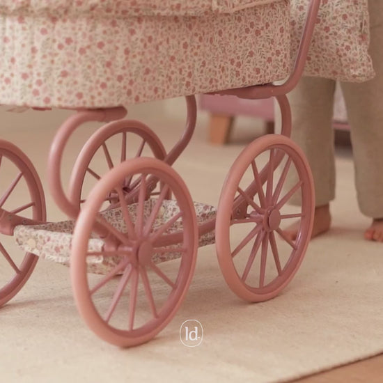 Leļļu rati, Doll Pram metal Soft Flowers, Little Dutch