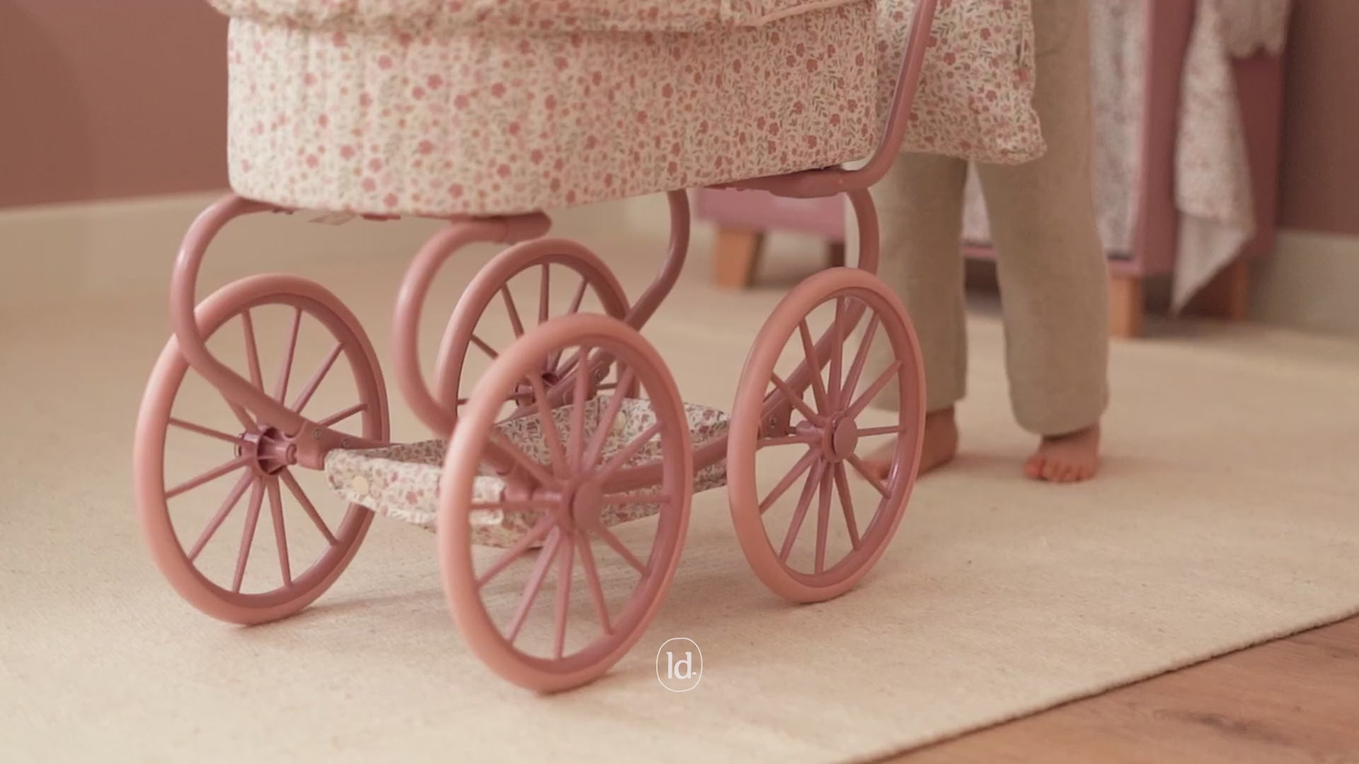 Leļļu rati, Doll Pram metal Soft Flowers, Little Dutch
