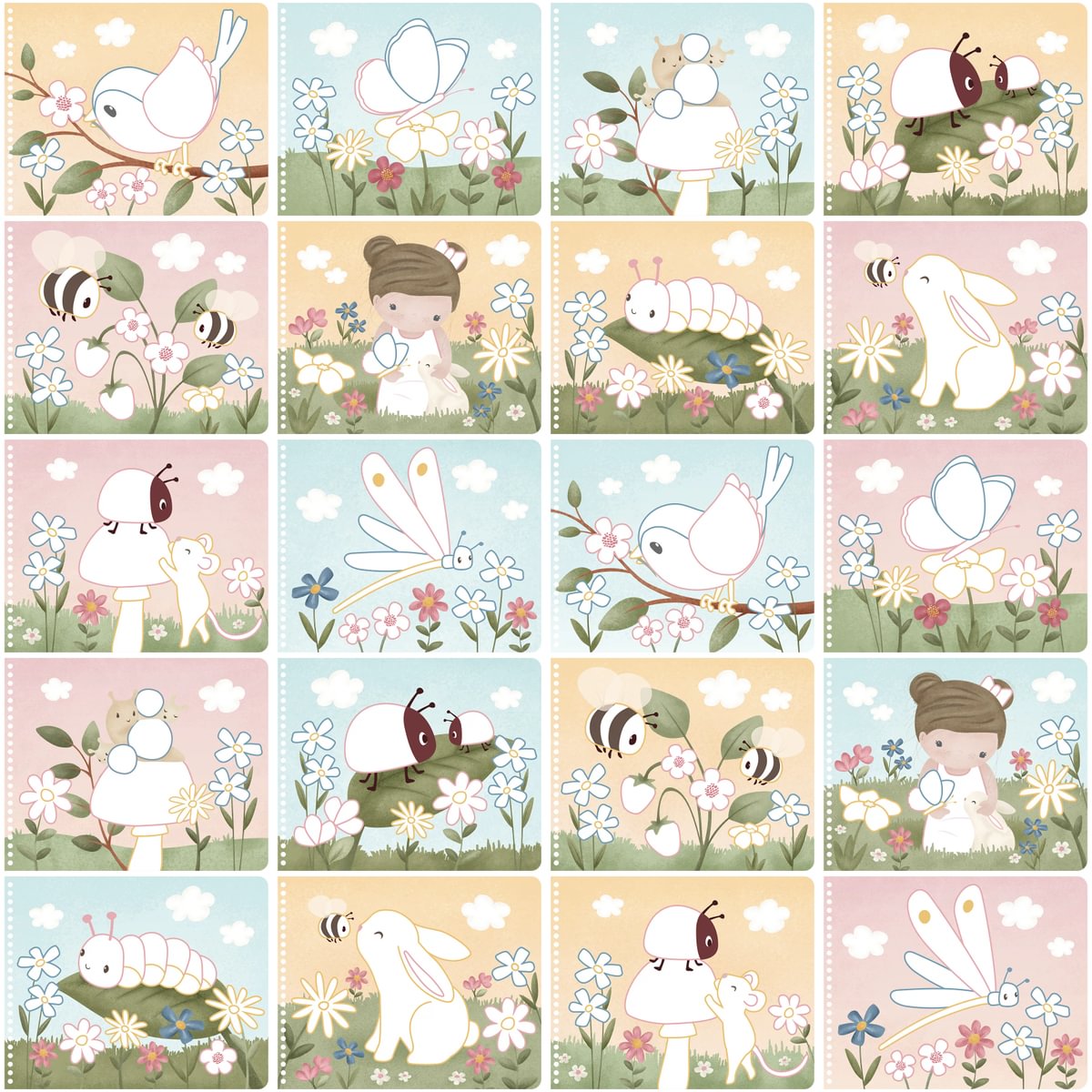 Krāsojamā grāmata Rosa's Garden, Magic Colour Book Rosa & Friends, Little Dutch