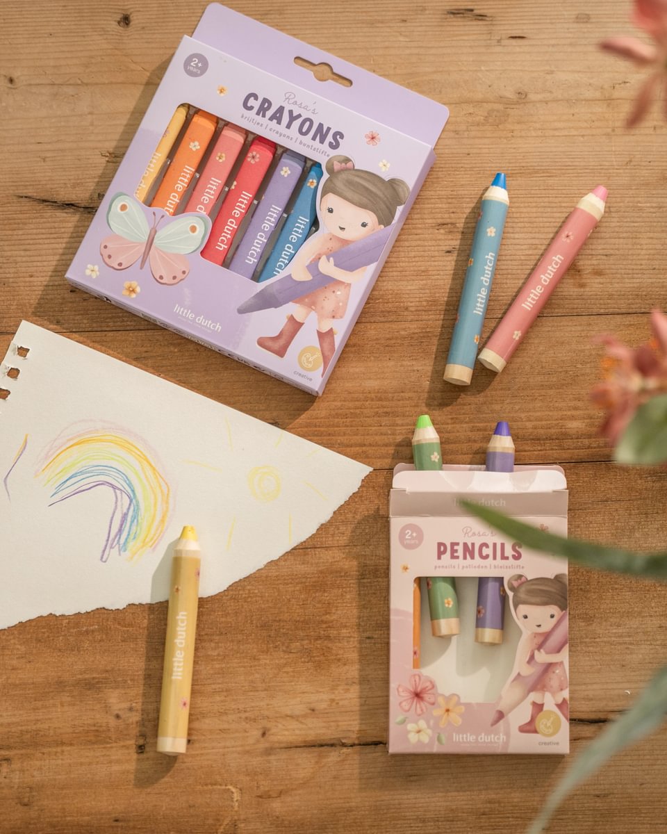Koka krāsainie zīmuļi Rosa & Friends, Wooden Pencils, Little Dutch, 126725