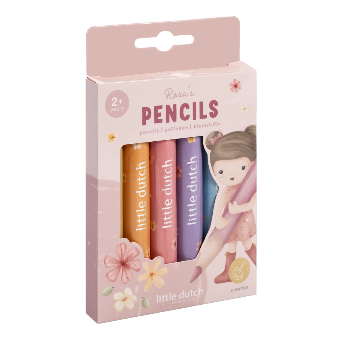 Koka krāsainie zīmuļi Rosa & Friends, Wooden Pencils, Little Dutch, 126725